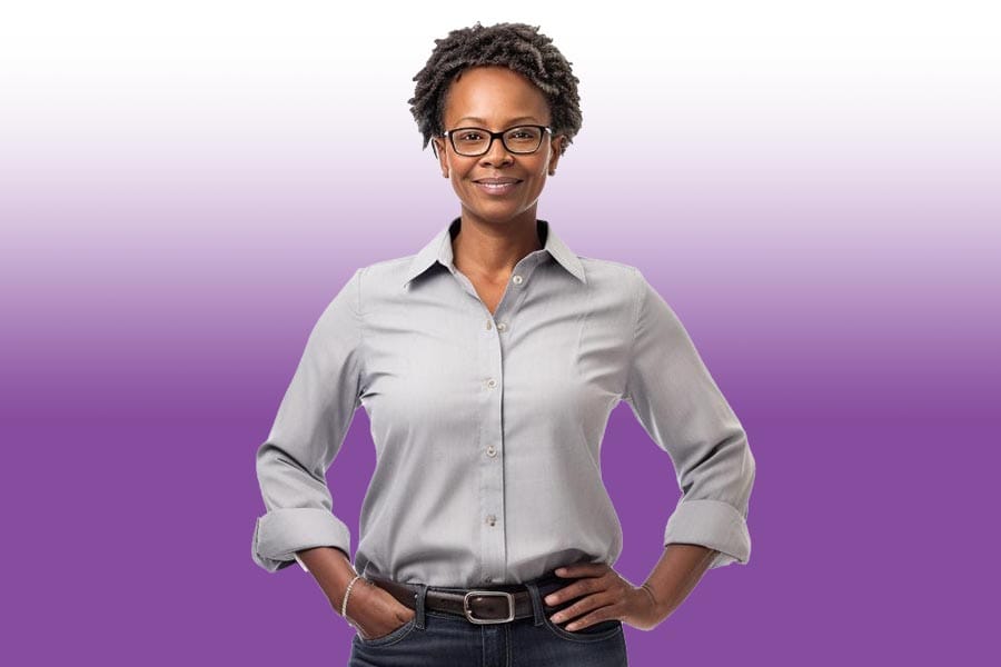 African American woman standing with hands on hips